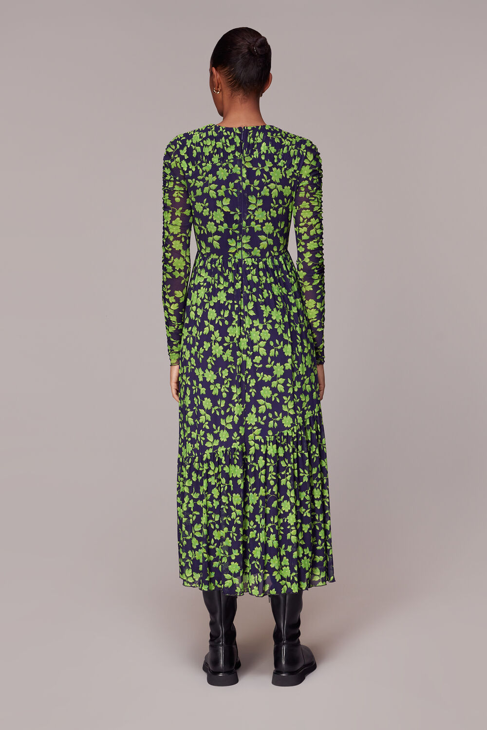 Linear Floral Mesh Dress